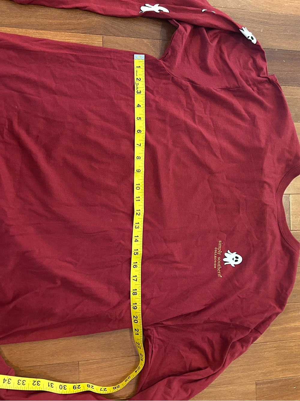 Simply Southern "Hey Pumpkin" Long Sleeve T-Shirt in a carmine maroon color - Picture 7 of 9
